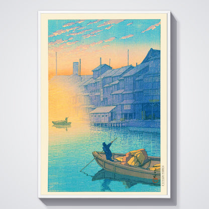 Flex Designs Poster Morning At Dotonbori In Osaka by Kawase Hasui 11 x 17" Home Goods - Artist Artwork  Poster