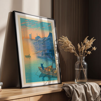 Flex Designs Poster Morning At Dotonbori In Osaka by Kawase Hasui 11 x 17" Home Goods - Artist Artwork  Poster