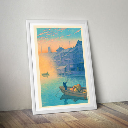 Flex Designs Poster Morning At Dotonbori In Osaka by Kawase Hasui 5 x 7" Home Goods - Artist Artwork  Poster