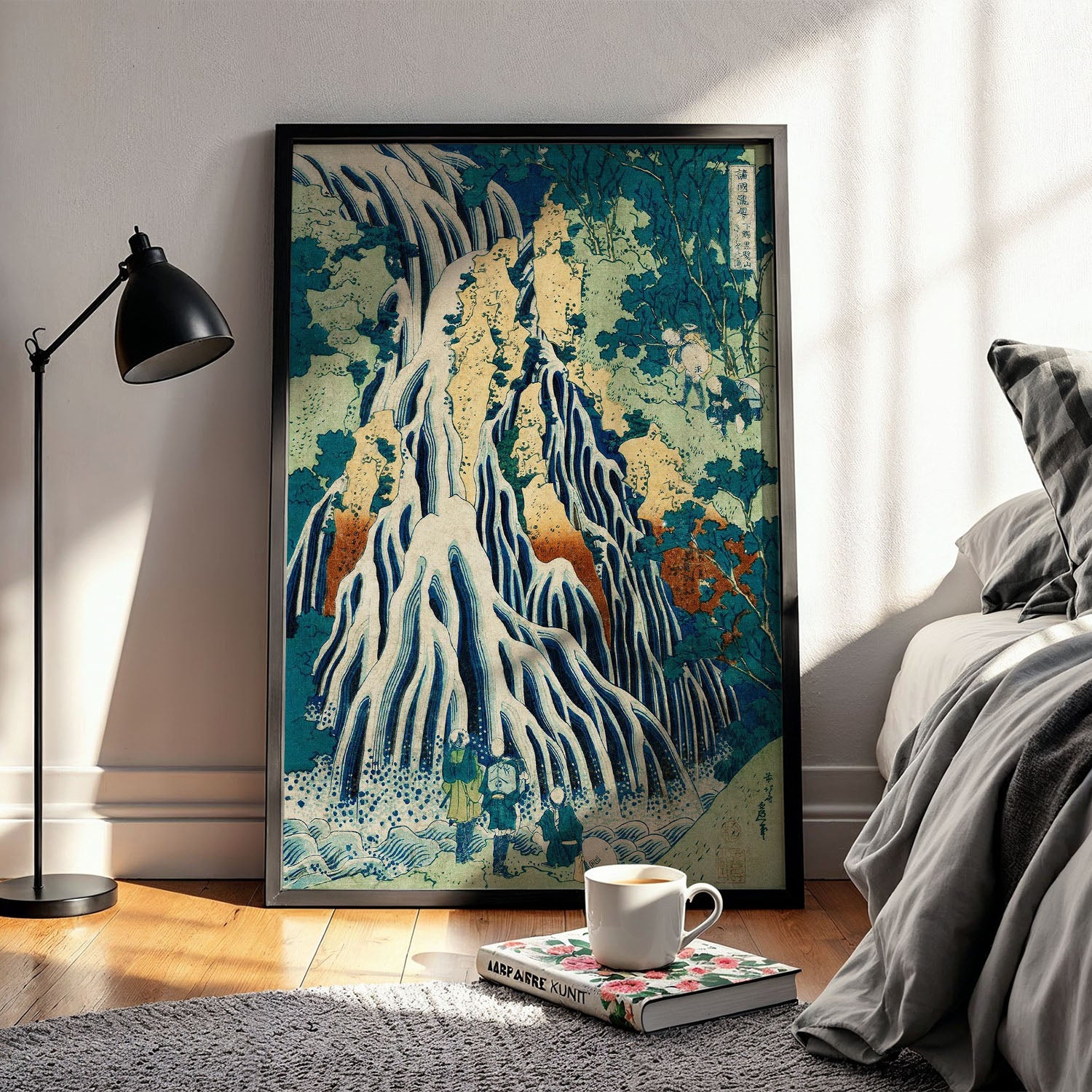 Flex Designs Poster Pilgrims at Kirifuri Waterfall by Katsushika Hokusai 11 x 17" Home Goods - Artist Artwork  Poster