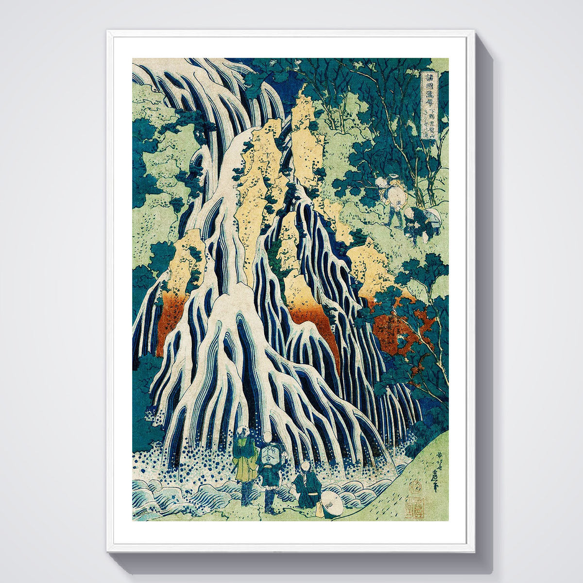 Flex Designs Poster Pilgrims at Kirifuri Waterfall by Katsushika Hokusai 5 x 7" Home Goods - Artist Artwork  Poster