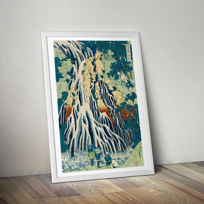 Flex Designs Poster Pilgrims at Kirifuri Waterfall by Katsushika Hokusai 5 x 7" Home Goods - Artist Artwork  Poster