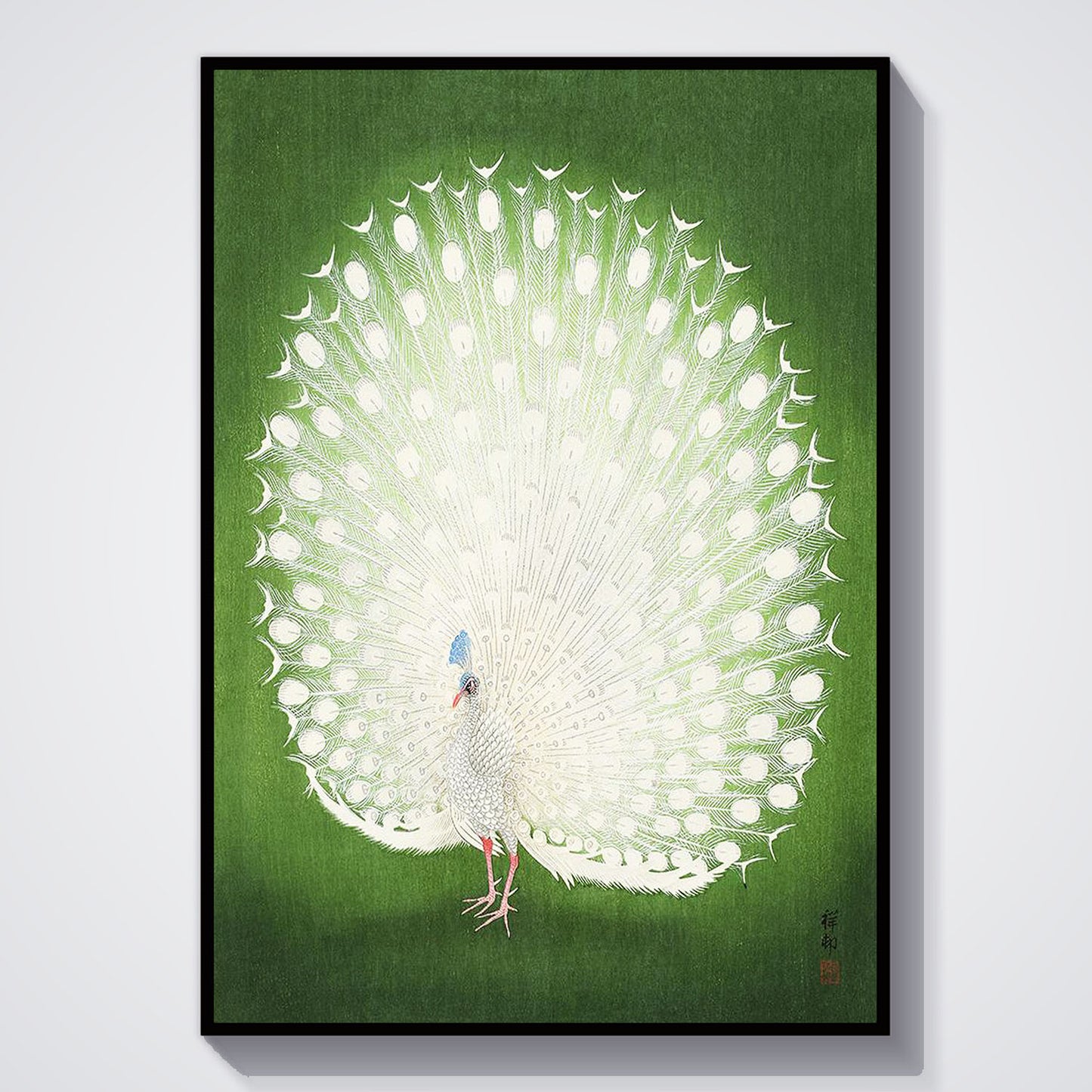Flex Designs Poster Green Peacock by Ohara Koson 11 x 17" Home Goods - Artist Artwork  Poster