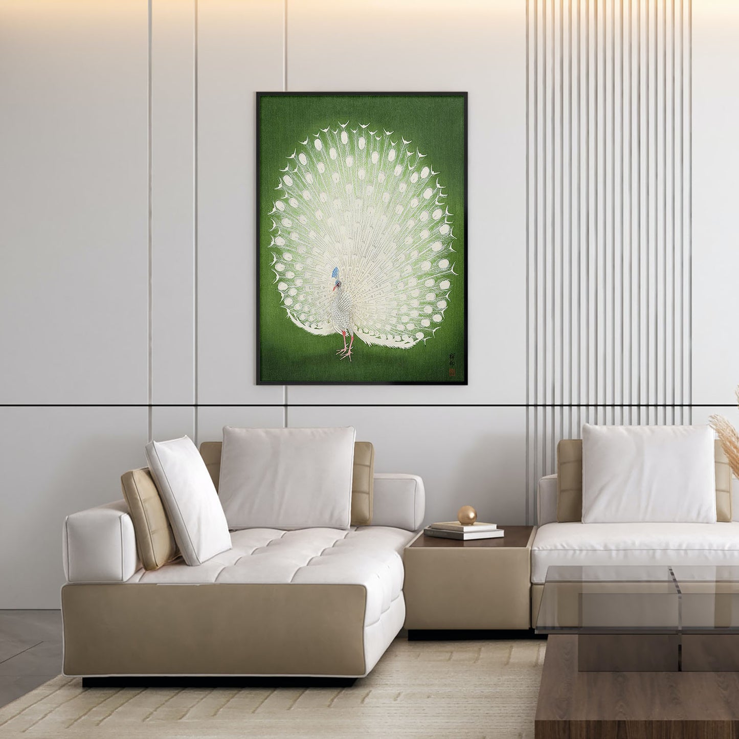 Flex Designs Poster Green Peacock by Ohara Koson 11 x 17" Home Goods - Artist Artwork  Poster