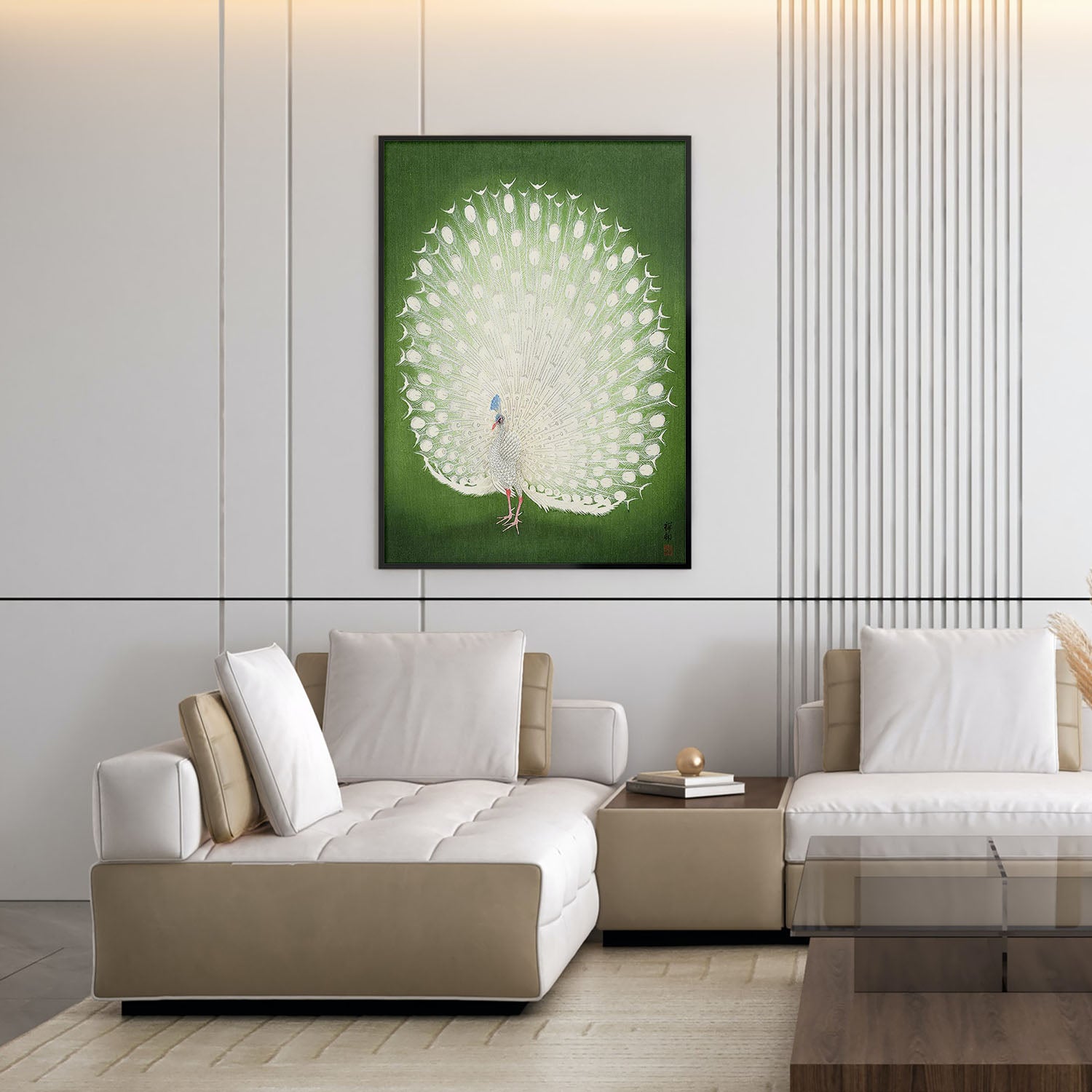 Flex Designs Poster Green Peacock by Ohara Koson 11 x 17" Home Goods - Artist Artwork  Poster