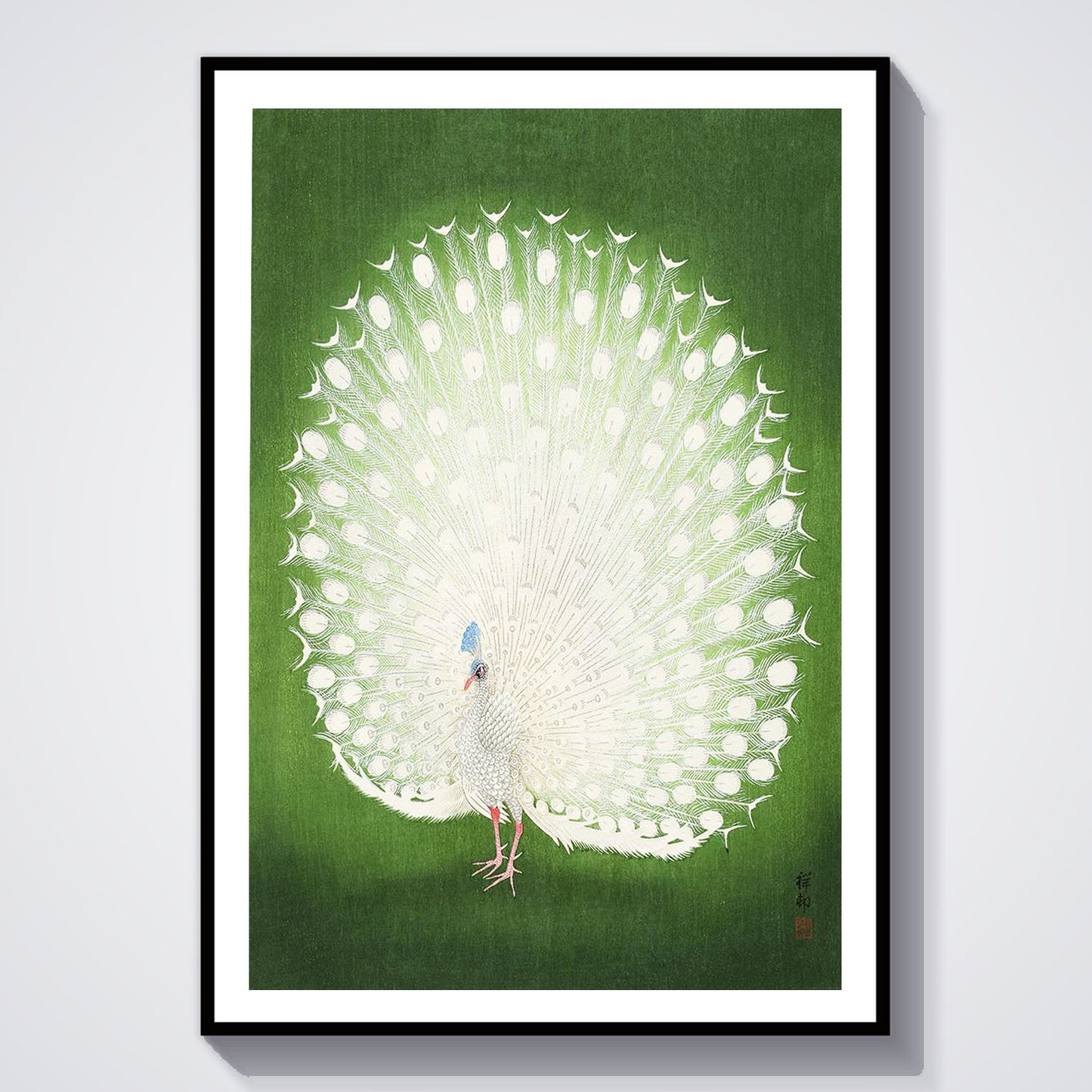 Flex Designs Poster Green Peacock by Ohara Koson 5 x 7" Home Goods - Artist Artwork  Poster