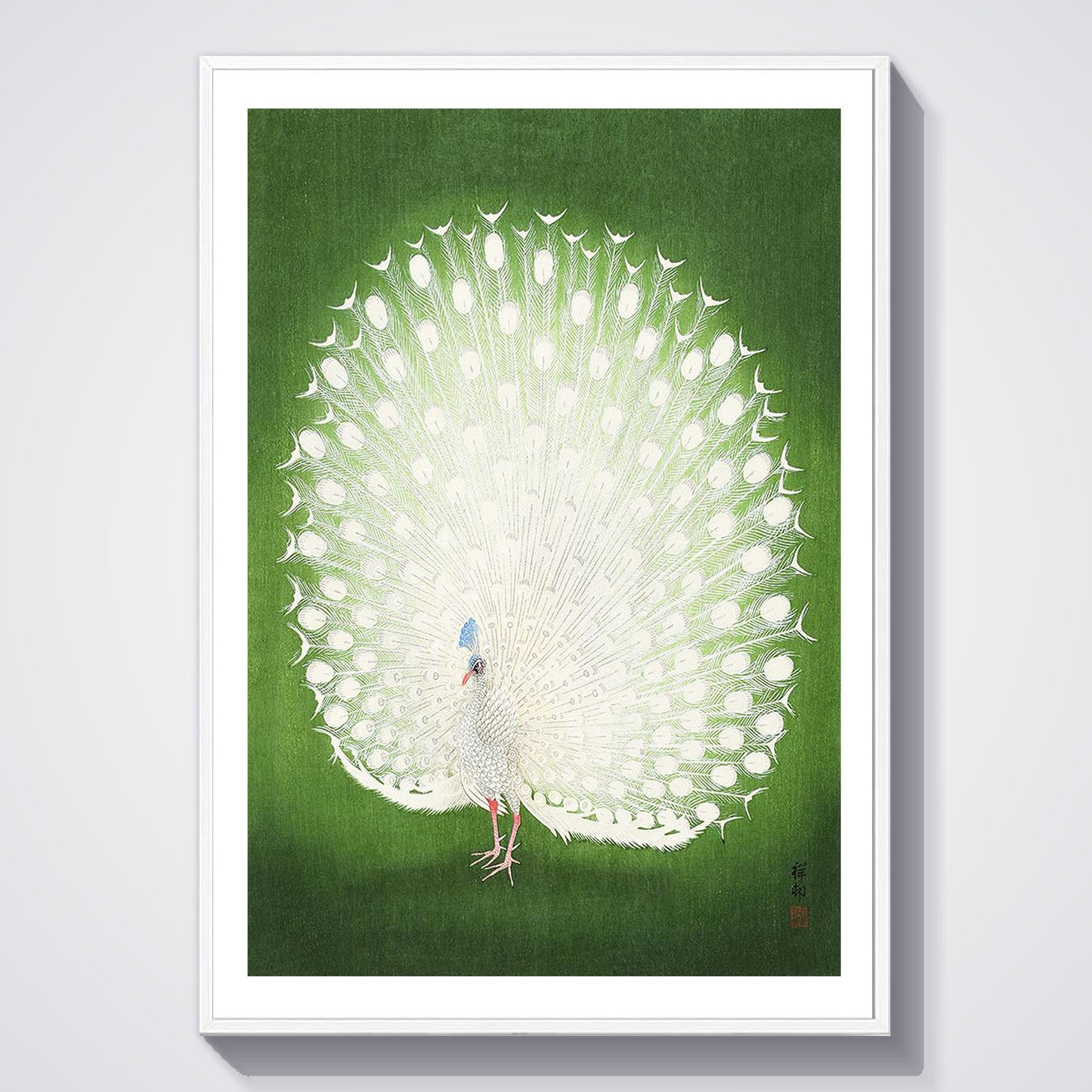 Flex Designs Poster Green Peacock by Ohara Koson 5 x 7" Home Goods - Artist Artwork  Poster