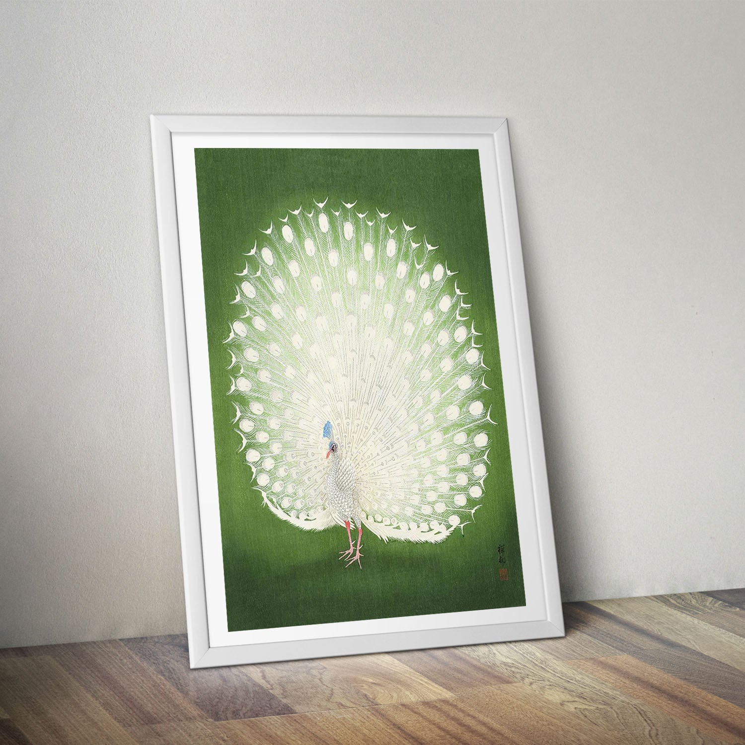 Flex Designs Poster Green Peacock by Ohara Koson 5 x 7" Home Goods - Artist Artwork  Poster
