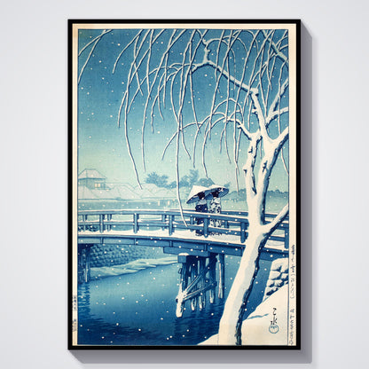 Flex Designs Poster Evening Snow at Edo River by Kawase Hasui 11 x 17" Home Goods - Artist Artwork  Poster