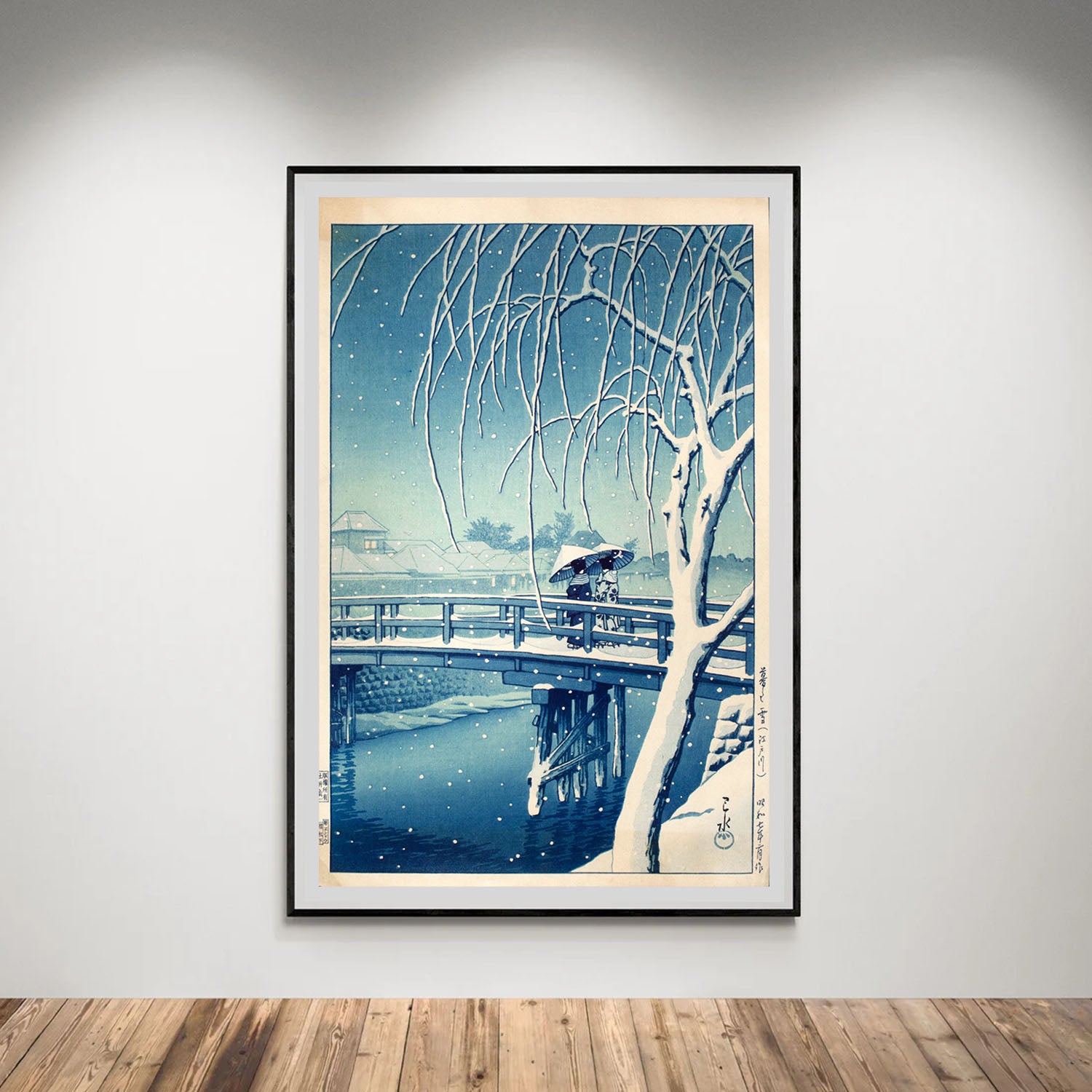 Flex Designs Poster Evening Snow at Edo River by Kawase Hasui 5 x 7" Home Goods - Artist Artwork  Poster