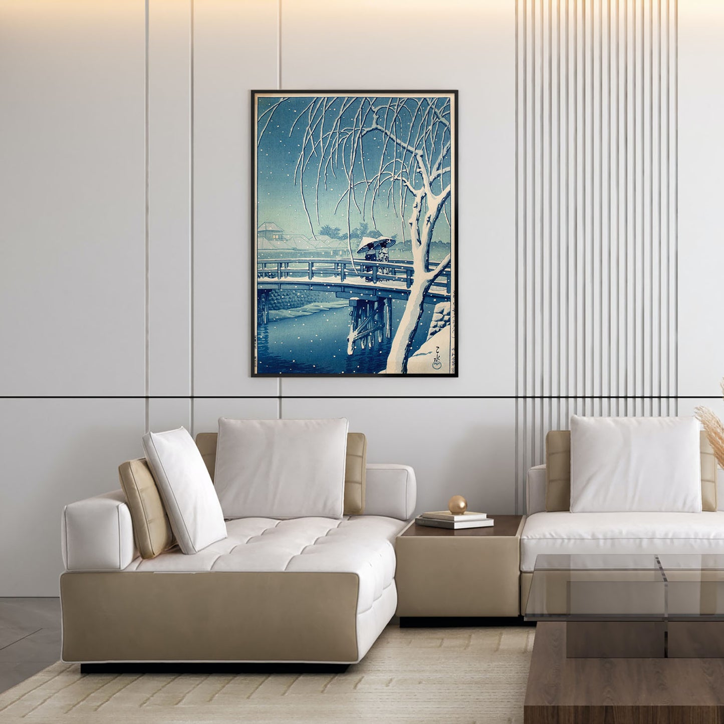 Flex Designs Poster Evening Snow at Edo River by Kawase Hasui 11 x 17" Home Goods - Artist Artwork  Poster