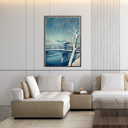 Flex Designs Poster Evening Snow at Edo River by Kawase Hasui 11 x 17" Home Goods - Artist Artwork  Poster