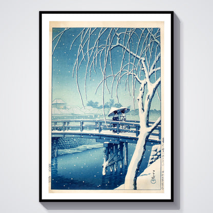Flex Designs Poster Evening Snow at Edo River by Kawase Hasui 5 x 7" Home Goods - Artist Artwork  Poster