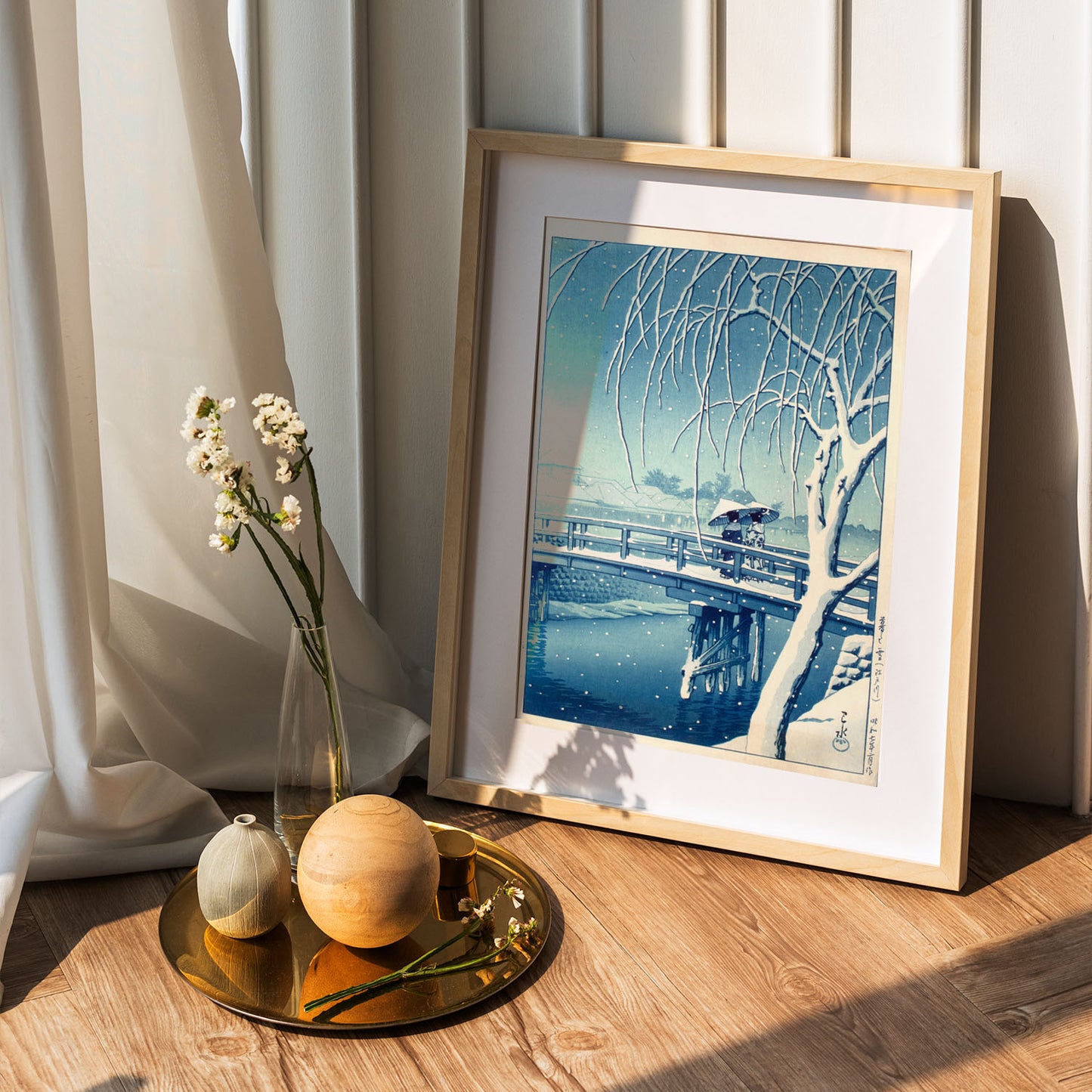 Flex Designs Poster Evening Snow at Edo River by Kawase Hasui 5 x 7" Home Goods - Artist Artwork  Poster
