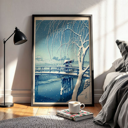 Flex Designs Poster Evening Snow at Edo River by Kawase Hasui 11 x 17" Home Goods - Artist Artwork  Poster