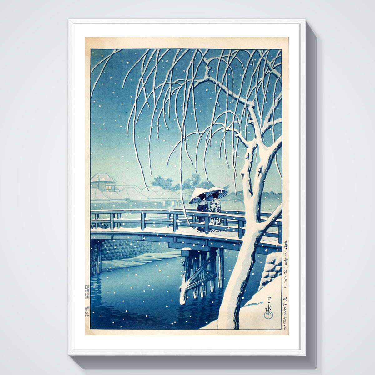 Flex Designs Poster Evening Snow at Edo River by Kawase Hasui 5 x 7" Home Goods - Artist Artwork  Poster