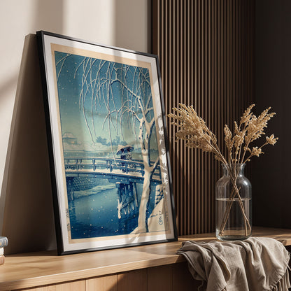 Flex Designs Poster Evening Snow at Edo River by Kawase Hasui 11 x 17" Home Goods - Artist Artwork  Poster