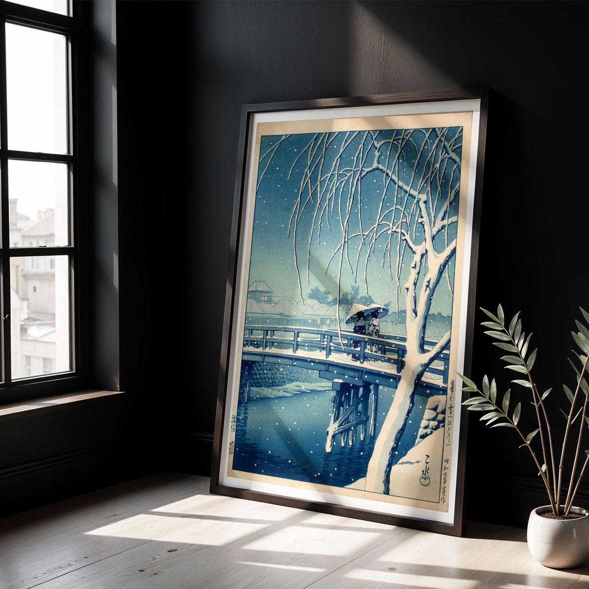 Flex Designs Poster Evening Snow at Edo River by Kawase Hasui 5 x 7" Home Goods - Artist Artwork  Poster