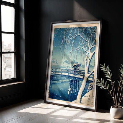 Flex Designs Poster Evening Snow at Edo River by Kawase Hasui 5 x 7" Home Goods - Artist Artwork  Poster