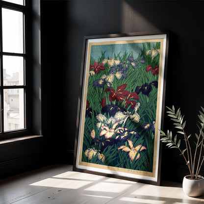 Flex Designs Poster Irises Flowers by Kawase Hasui 5 x 7" Home Goods - Artist Artwork  Poster