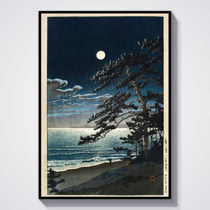 Flex Designs Poster Spring Moon at Ninomiya Beach by Kawase Hasui 11 x 17" Home Goods - Artist Artwork  Poster