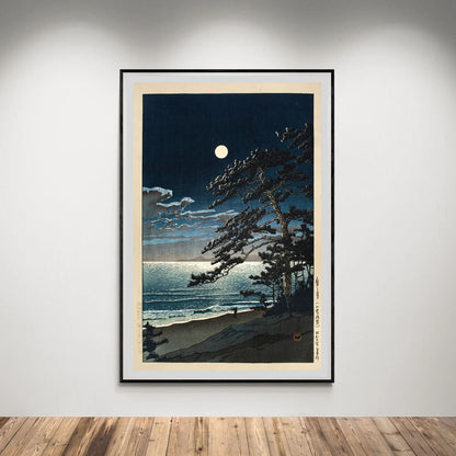 Flex Designs Poster Spring Moon at Ninomiya Beach by Kawase Hasui 5 x 7" Home Goods - Artist Artwork  Poster