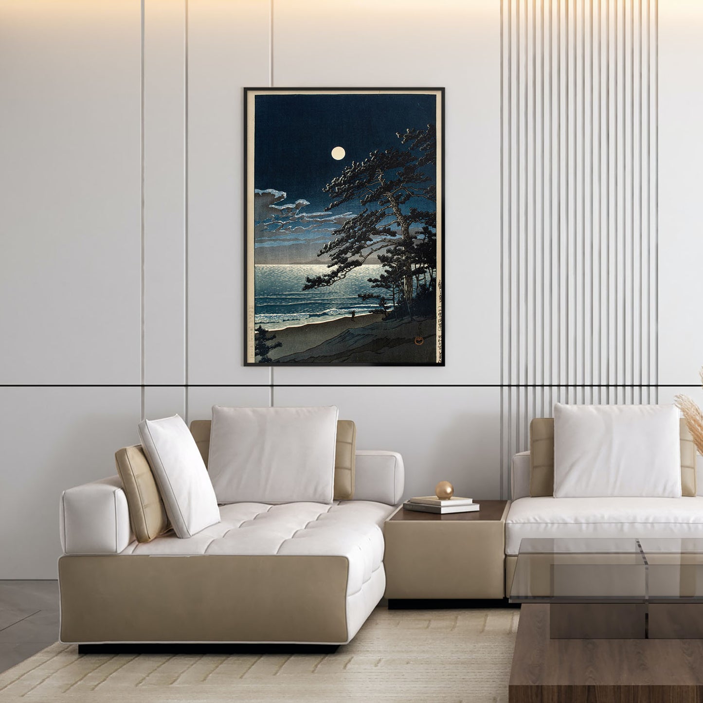Flex Designs Poster Spring Moon at Ninomiya Beach by Kawase Hasui 11 x 17" Home Goods - Artist Artwork  Poster