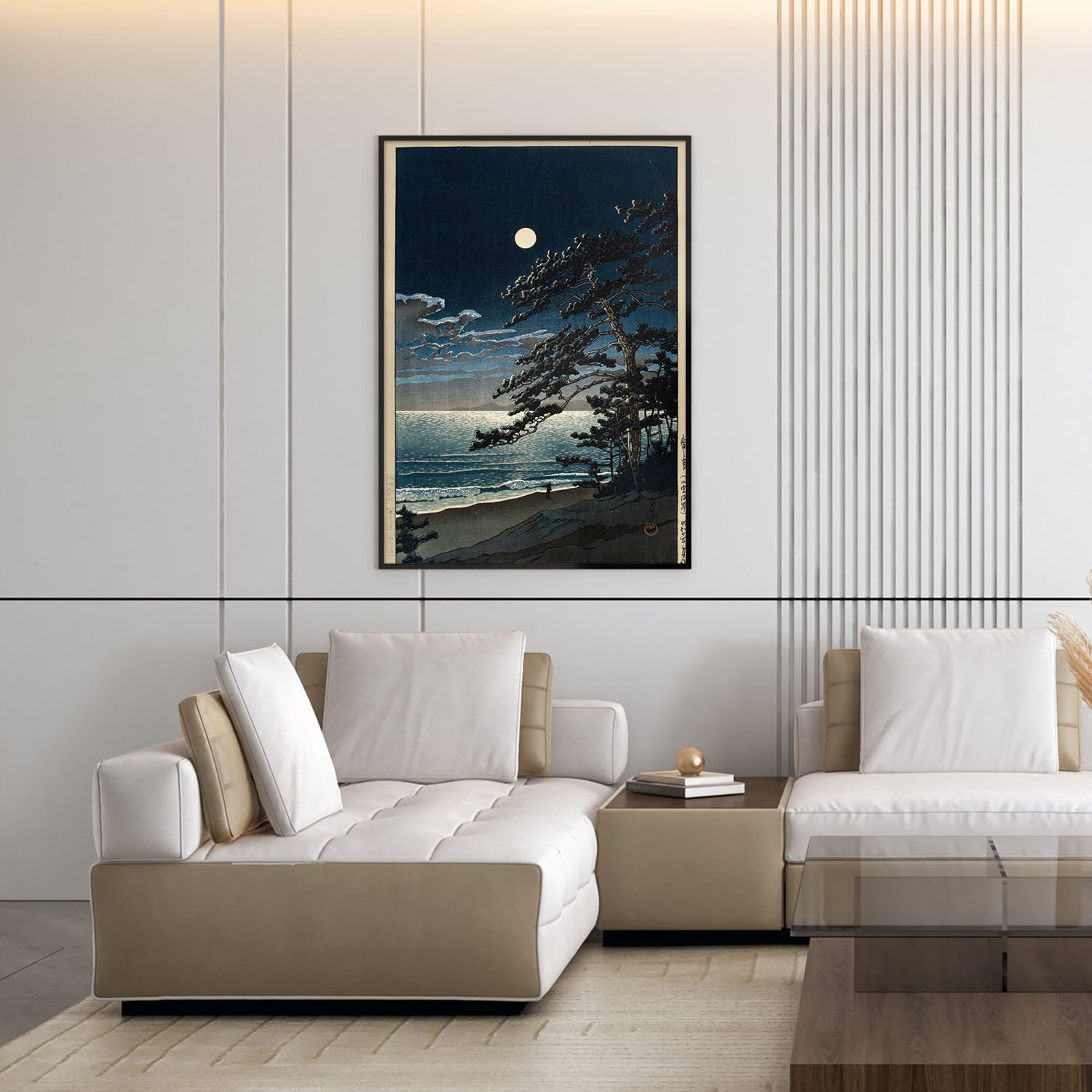 Flex Designs Poster Spring Moon at Ninomiya Beach by Kawase Hasui 11 x 17" Home Goods - Artist Artwork  Poster