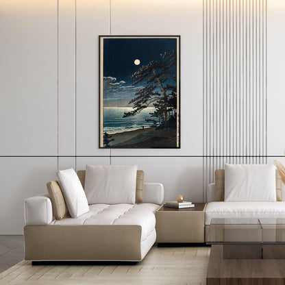 Flex Designs Poster Spring Moon at Ninomiya Beach by Kawase Hasui 11 x 17" Home Goods - Artist Artwork  Poster