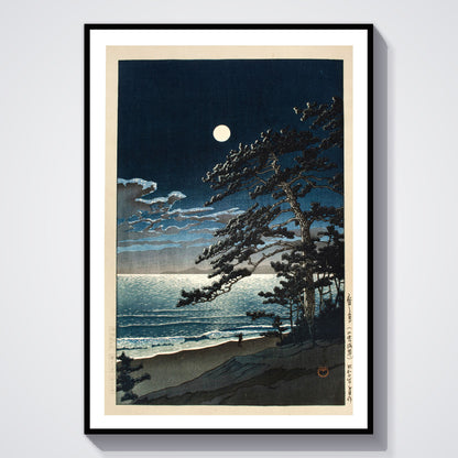 Flex Designs Poster Spring Moon at Ninomiya Beach by Kawase Hasui 5 x 7" Home Goods - Artist Artwork  Poster