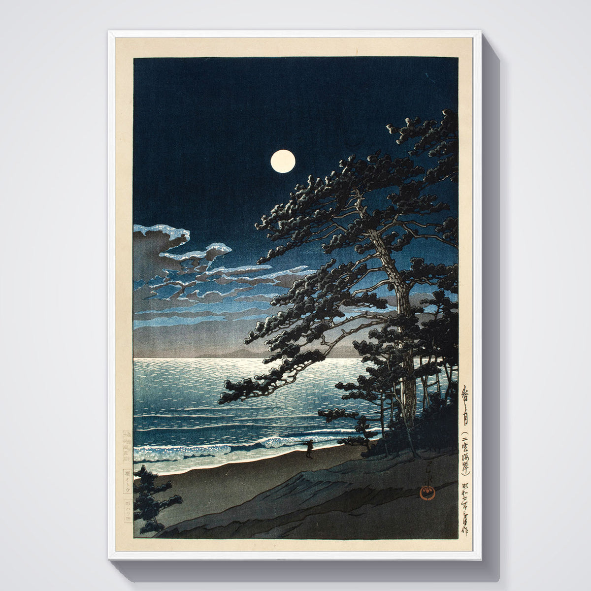 Flex Designs Poster Spring Moon at Ninomiya Beach by Kawase Hasui 11 x 17" Home Goods - Artist Artwork  Poster
