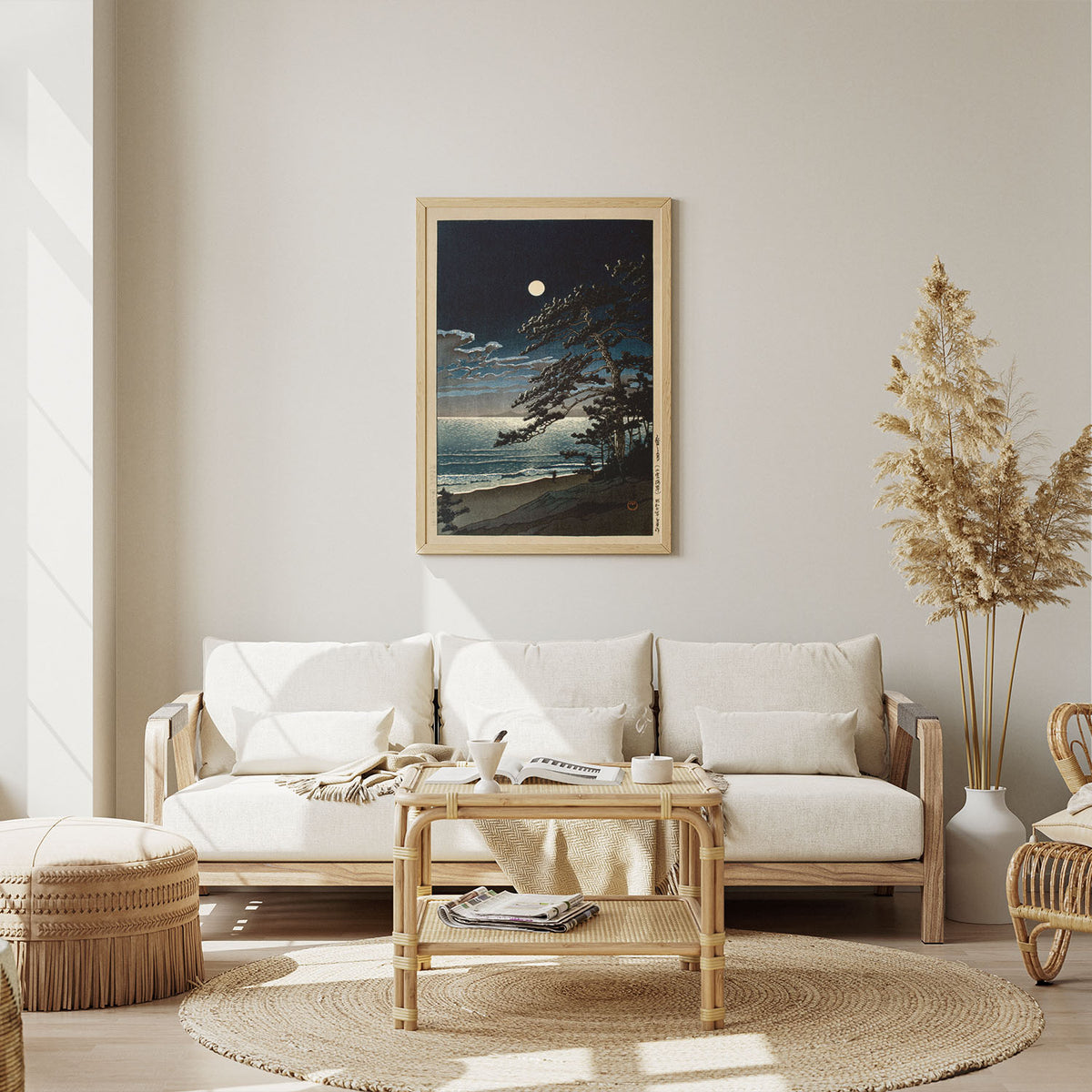 Flex Designs Poster Spring Moon at Ninomiya Beach by Kawase Hasui 11 x 17" Home Goods - Artist Artwork  Poster