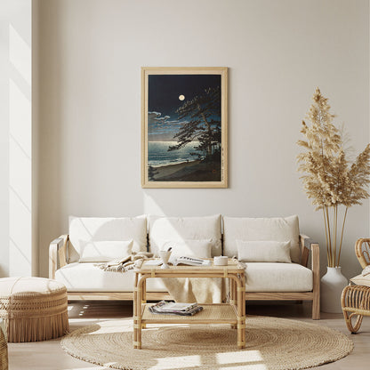 Flex Designs Poster Spring Moon at Ninomiya Beach by Kawase Hasui 11 x 17" Home Goods - Artist Artwork  Poster