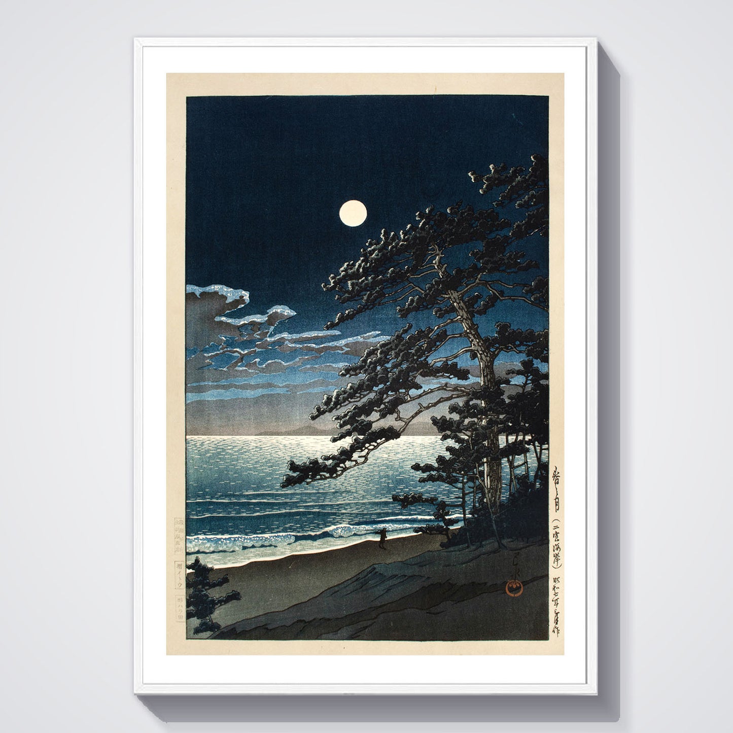 Flex Designs Poster Spring Moon at Ninomiya Beach by Kawase Hasui 5 x 7" Home Goods - Artist Artwork  Poster