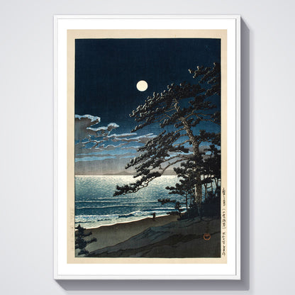 Flex Designs Poster Spring Moon at Ninomiya Beach by Kawase Hasui 5 x 7" Home Goods - Artist Artwork  Poster