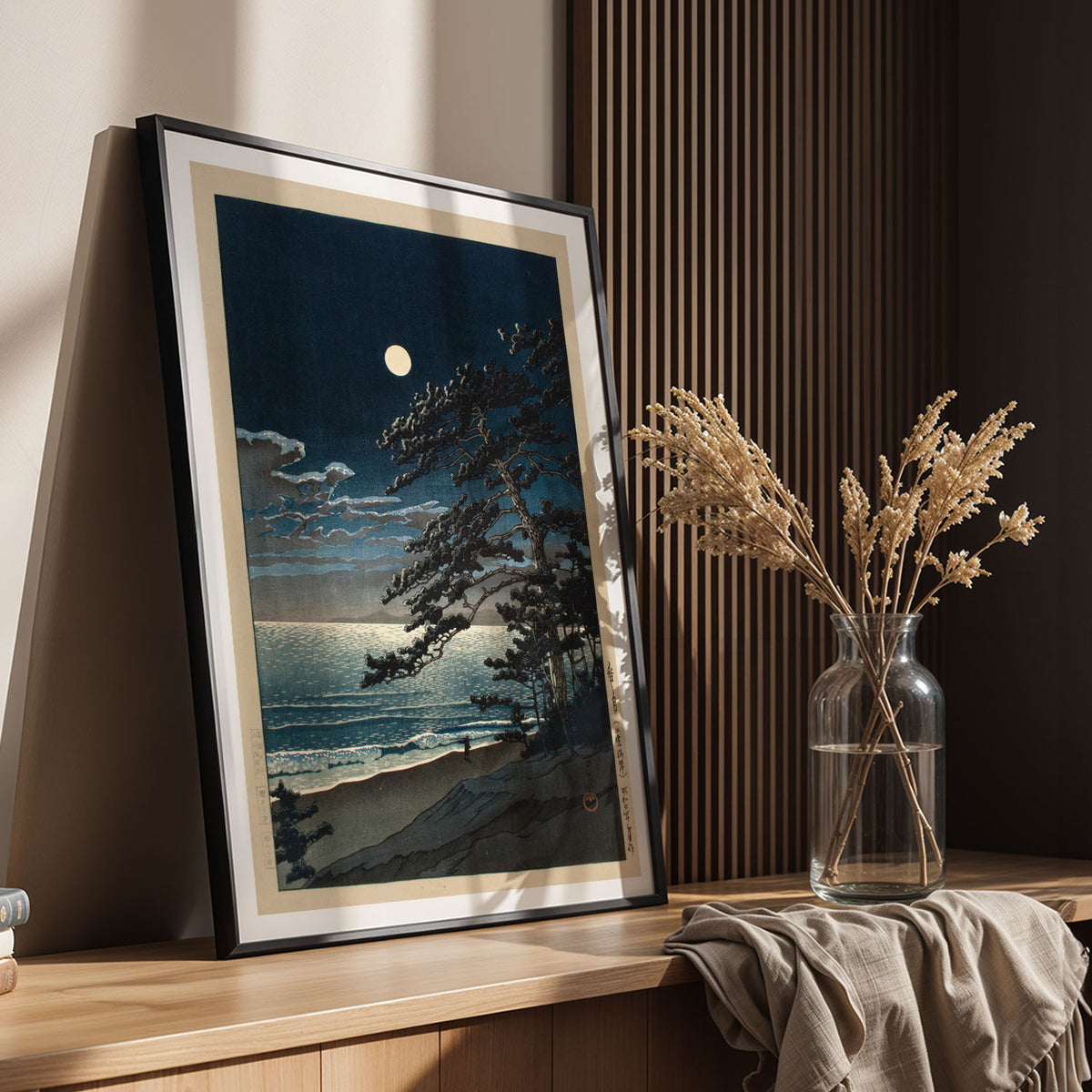 Flex Designs Poster Spring Moon at Ninomiya Beach by Kawase Hasui 11 x 17" Home Goods - Artist Artwork  Poster