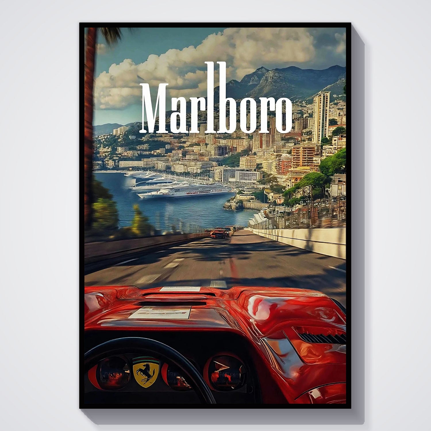 Flex Designs Poster Classic Ferrari Monaco 11 x 17" Home Goods - Sports  Poster
