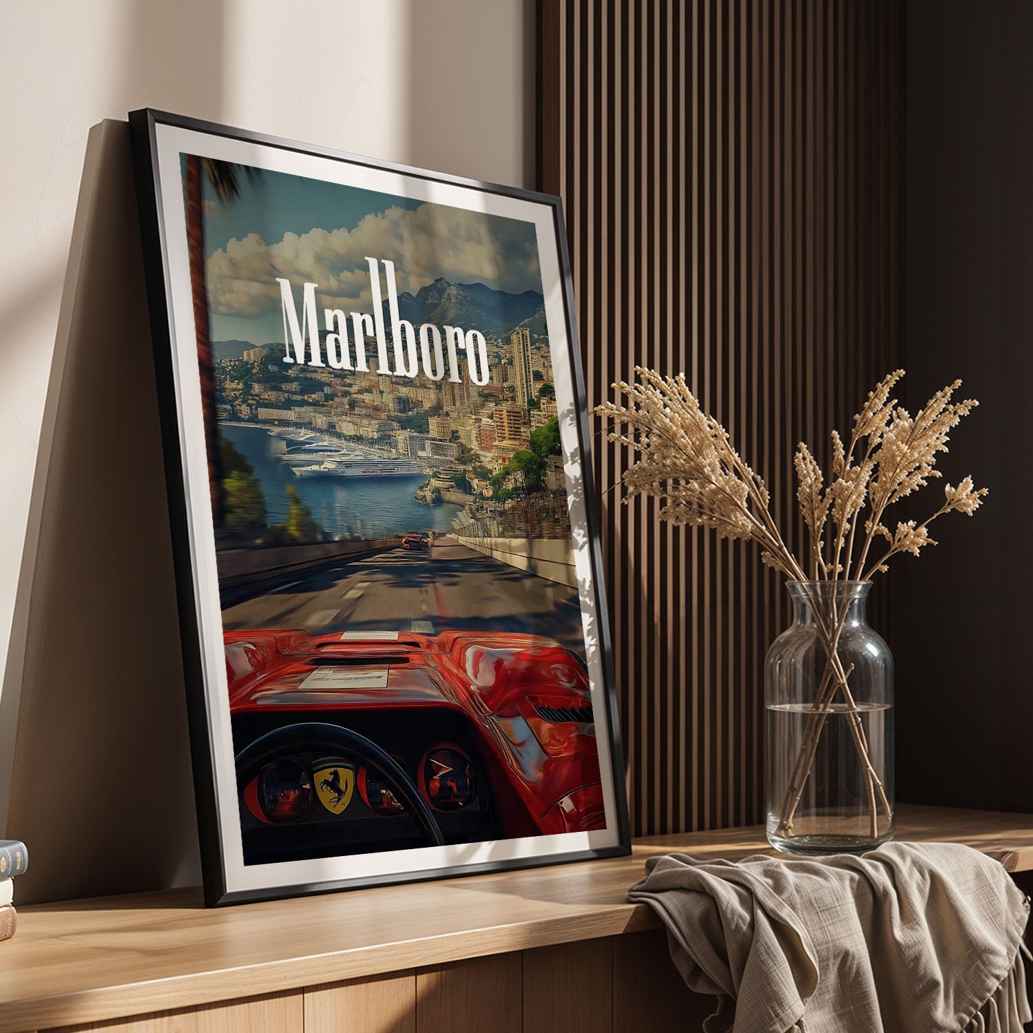 Flex Designs Poster Classic Ferrari Monaco 11 x 17" Home Goods - Sports  Poster