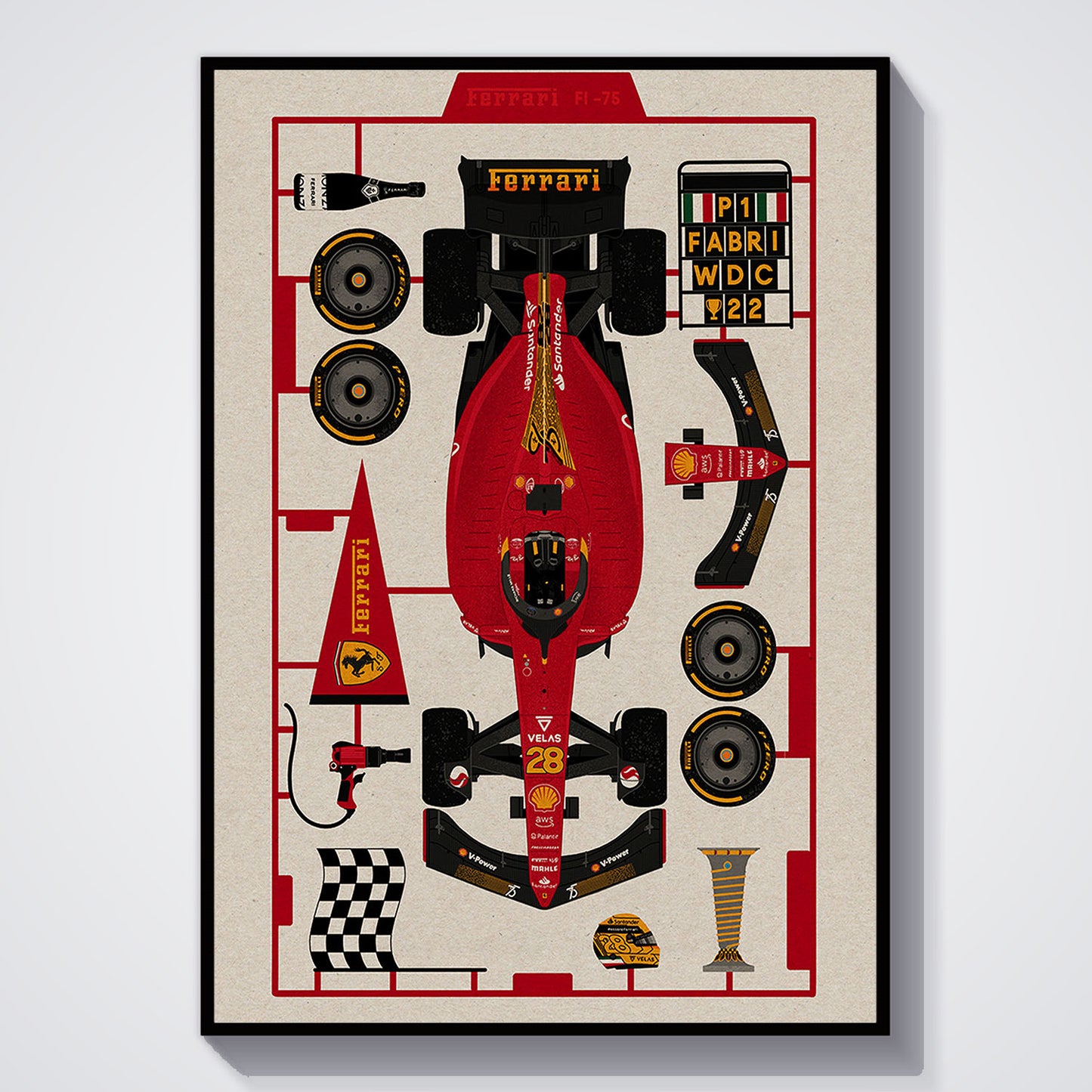 Flex Designs Poster Formula One Car 11 x 17" Home Goods - Sports  Poster