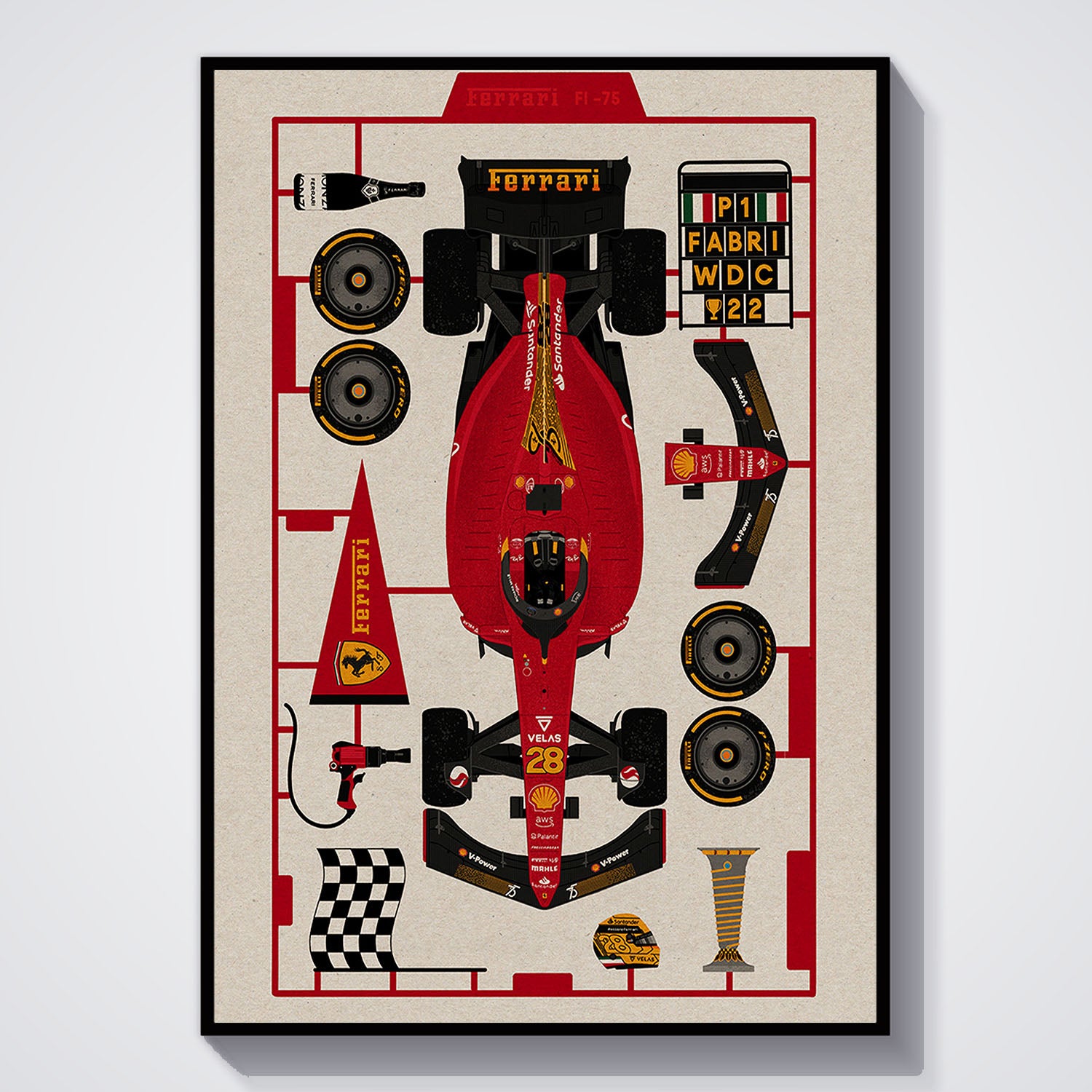 Flex Designs Poster Formula One Car 11 x 17" Home Goods - Sports  Poster