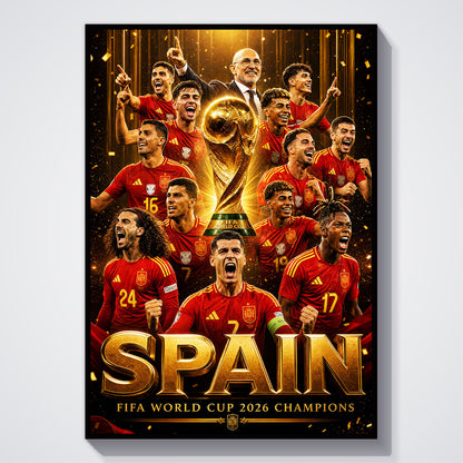 Flex Designs Poster Spain FIFA World Champions 2026 11 x 17" Home Goods - Sports  Poster