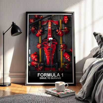 Flex Designs Poster Formula 1 Drive to Survive Ferrari 11 x 17" Home Goods - TV Show 2019 TV Show Poster