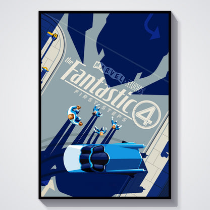 Flex Designs Poster The Fantastic 4 First Steps Cartoon 11 x 17" Home Goods - Movie 2025 Movie Poster