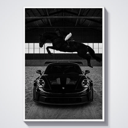 Flex Designs Poster Noir Porsche Horsepower 11 x 17" Home Goods - Designer  Poster
