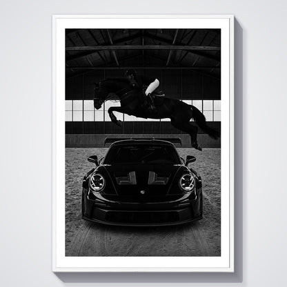 Flex Designs Poster Noir Porsche Horsepower 5 x 7" Home Goods - Designer  Poster