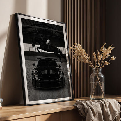 Flex Designs Poster Noir Porsche Horsepower 11 x 17" Home Goods - Designer  Poster