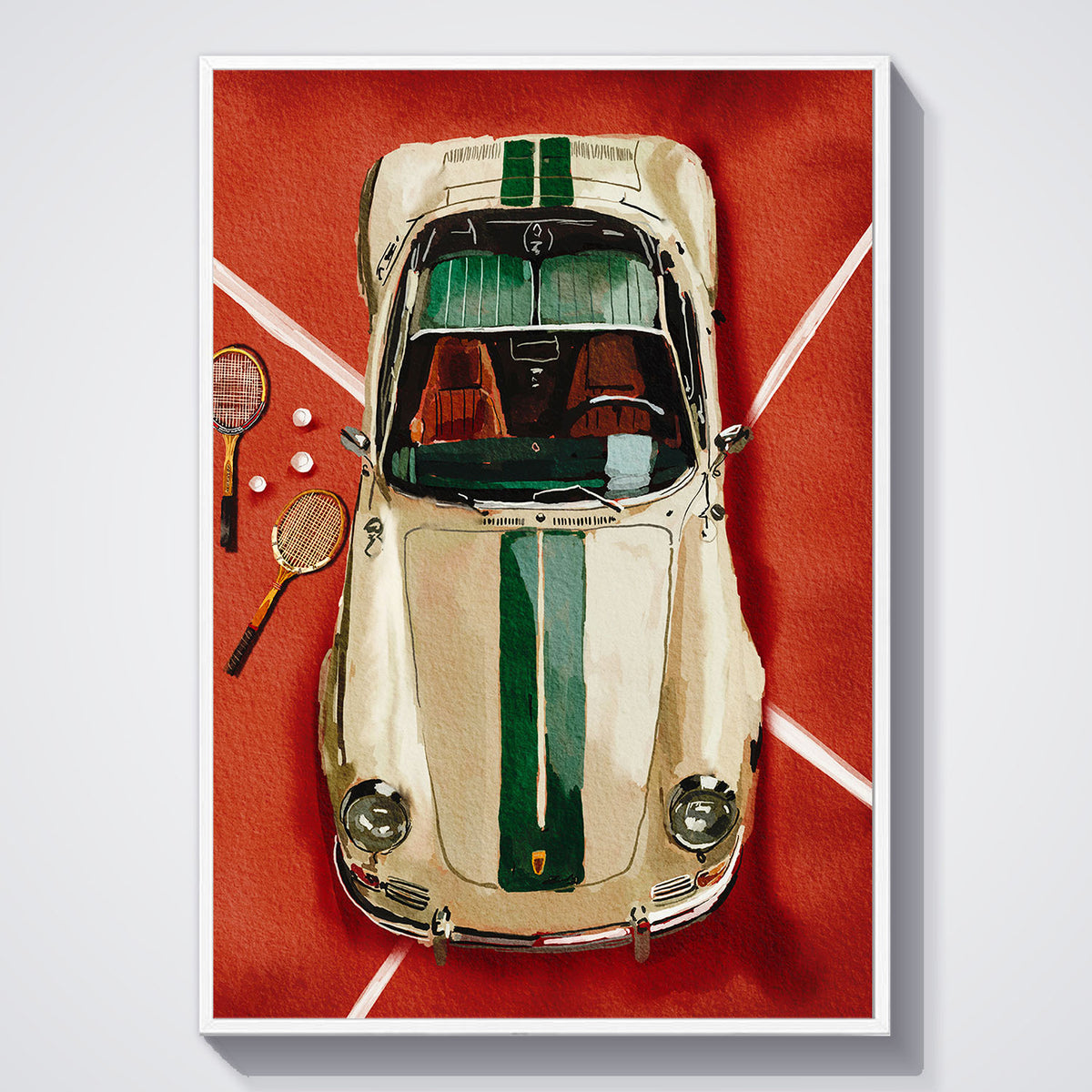 Flex Designs Poster Vintage Porsche Tennis Club 11 x 17" Home Goods - Designer  Poster