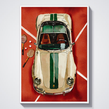 Flex Designs Poster Vintage Porsche Tennis Club 11 x 17" Home Goods - Designer  Poster