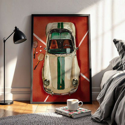 Flex Designs Poster Vintage Porsche Tennis Club 11 x 17" Home Goods - Designer  Poster