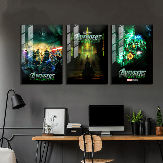 Avengers Doomsday Trilogy Movie Metal Poster Set